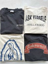 Men's T-Shirts Askyurself Summer New Collection High street American Water Wash Letter Print High Quality Men Women 1 1 Oversized T shirt T231127