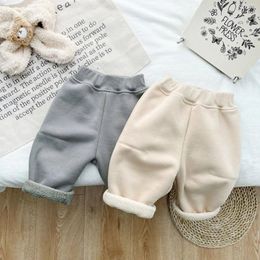 Trousers Autumn Winter Children Plus Velvet Loose Warm Boy Infant Fleece Thicken Fashion Pants Girl Baby Solid Casual
