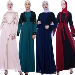 Ethnic Clothing Kaftan Dubai Abaya Kimono Muslim Long Dress Women Chiffon Hijab Sequin Turkey Islamic Moroccan Jellaba Cardigan Robe