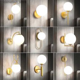 Wall Lamps LED Wall Light Golden Wall Lamp Voltage 110V220V Suitable for Living Room Bedroom Bedside Aisle Stair Interior Decorative Lamp Q231127