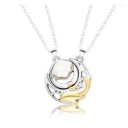 Pendant Necklaces 2Pcs/Lot Magnetic Couple For Women Men Sun Moon Charm Matching Necklace Fashion Jewelry Valentine's Day Gift
