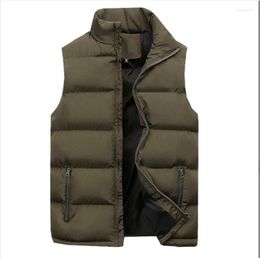 Men's Vests Men Autumn Winter Jacket Windproof Sleeveless Fashion Zipper Down Vest Warm Stand-Up Collar Extra Large Plus Size