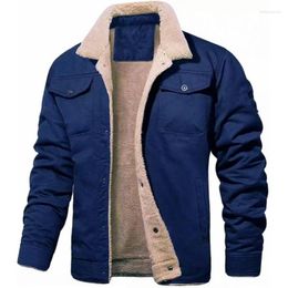 Men's Jackets Winter Jacket High-quality Male Plush Thicken Wool Lapel Embroidery Thick Warm Cargo Coats Size M-5XL