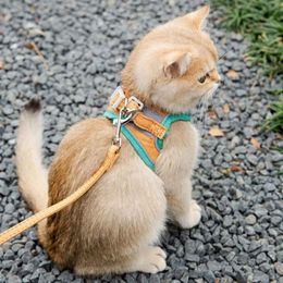 Leads Cat Harness Leash Set for Chihuahua Accessories Dog Cat Vest Pug Leashes Walking Tools Walk Out Lead Product Pet Collar