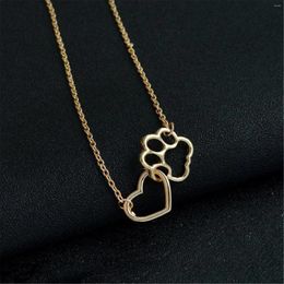 Chains 2023 Linked Heart And Hollow Dog Claw Pendant Necklaces Custom Metal Pet Animal Jewelry Gift For Owners