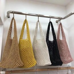 Evening Bags 2023 Cotton Thread Knitted Women Handbags Ladies Net Hollow Out Tote Bag Female Woven Shoulder Beach Sets Whole Sale