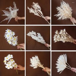 Decorative Flowers White Natural Dried Eternal DIY Wedding Bouquet Decorations Home Office Party El Yard Decoration