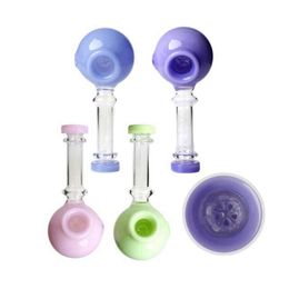 Cool Colourful Thick Glass Pipes Portable Spoon Bowl Herb Tobacco Snowflake Screen Philtre Bong Handpipe Cigarette Holder Handmade Oil Rigs Smoking
