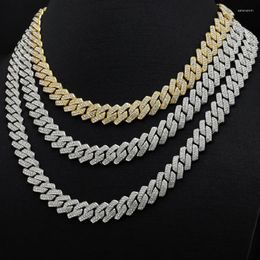 Chains 15mm Miami Iced Out Cuban Link Chain Necklaces For Men Bracelet Full Rhinestones Jewelry Set Silver Color Hip Hop Gift