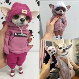 Arts and Crafts Resin Dog Figure Simulation Standing Dog Doll Resin Ornaments Gift Cute Miniatures Room Decoration for Christmas Halloween Y23