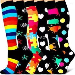 Sports Socks Compression Athletic Men Women's Graduated Breathable Nursing Fit For Running Hiking Flight Travel Athelete