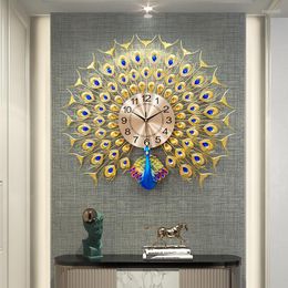 Wall Clocks Luxury Peacock Clock Silent Living Room Creative Large Fashion Background Decoration Art Horloge Home Decor