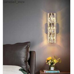 Wall Lamps bedroom bedside long wall lamp background wall villa light luxury high-end Living room crystal wall light Q231127