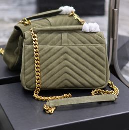 High Quality Fashion Woman Designer Bag Y Shape Army green Messenger Shoulder Bag Handbag Messenger Crossbody Chain Shoulder Bag Tote Lady