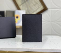 2023 Mens designer wallets luxury triangle mark Saffiano purses high-quality fashion stylist card holder male classic short slim clutch with Original box dust bag