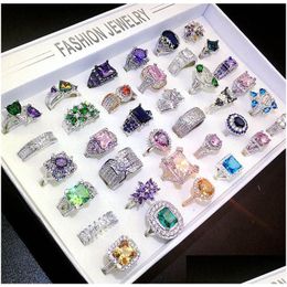 Pendants Plated Colours Big Gem Lady Fashion Band Rings Exaggerated Rhinestone Ring Mix Different Style And Size 1620 Drop Delivery H Dhebv