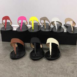 Двойные металлические кожаные сандалии стрингов: модельер -дизайнер скользят шлепанцы для женщин, мужчины - черные, белые, коричневые летние пляжные тапочки с коробкой - US11 NO6
