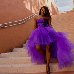 Dresses High Low Tulle Skirt Purple Puffy Asymmetrical Tutu Party Skirt Layered Women Long Adult Skirt for Prom Custom Made