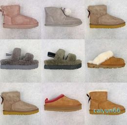 Woman Winter Ankle Australia Snow Boots Sheepskin windtight Warm Fluffy Booties With Shearling slipper boot