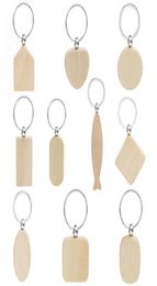 Stock Beech Wood Keychain Party Favors Blank Personalized Customized Tag Name ID Pendant Key Ring Buckle Creative Birthday Gift xu3658920