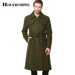 Men's Trench Coats S-6XL Fashion Autumn Winter Classic Men Trench Slim Wool Coats Double Button Woollen Coats Long Outwear Army Green Black 17513 231127