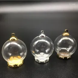 Pendant Necklaces 20sets 25 15mm Miniature Terrarium Glass Globes Metal Crown Base Tray Jewellery Necklace Lanugo Vial DIY Wishing Bottles