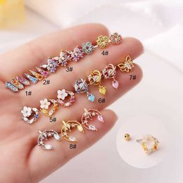 Ncolorful Super Immortal Thin Rod Ear Bone Nail Titanium Steel Screw Cartilage Earring Studs Fashion Korean Popular Earring Stud Ring Puncture Anti Allergy Jewellery