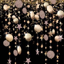 Party Decoration 4m Long Gold Silver Circle Dot Garland Hangings Interior Christmas Hanging Paper Star Blue Birthday Baby Shower