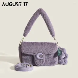 Shoulder Bags Design Winter Crossbody Bag For Women And Girls Fashion Furry Free Grape Pendant 2 Straps Makeup