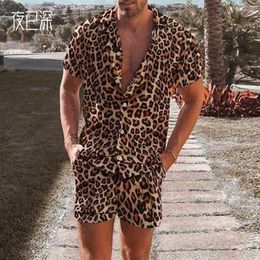 Men's Tracksuits Spring And Summer Europe America Large Size Leopard Print Men's Relaxed Casual Two Piece Set