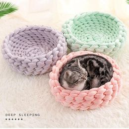 Carrier Pet Kennel Pet Dog Cat Handwoven Bed Handmade Knit Nest House Puppy Kitten Cave Basket Sleeping Bag Dogs Supplies Stuff Mats B