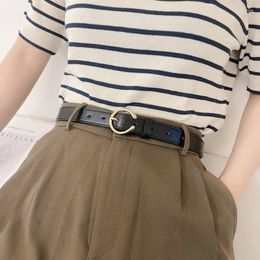 Belts PU Leather Thin Girls Belt Circle Metal Buckle Waist Women Leisure Wild Pants Jeans Straps