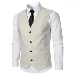 Men's Vests Suit Vest Solid Color Soft Texture Business Casual Waistcoat For Men Wedding Dinner Party Barmaid Conference