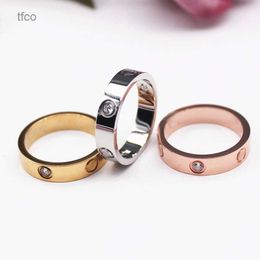2024 Designer Rings 2021 High Polished Lover Ring Printed Silver Rose Gold Colour Top Quality Stainless Steel Couple Women Jewellery Wholesale