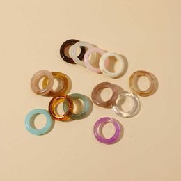 Band Rings Fashion Transparent Acrylic Chic Korea Ring Minimalist Resin Geometric Rings For Girls Colourful Marble Pattern Vintage Jewellery AA230426