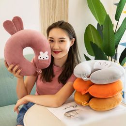 Pillows Adult Children Travel Soft Short Plush Cartoon Ushaped Portable Outdoor Nap Flight Neck Nursing Cushion 230426