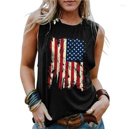 Women's Tanks Summer USA American Flag 3D Print Tank Tops Sexy Woman Streetwear Y2k Oversized Vest Off Shoulder Sleeveless Camisole