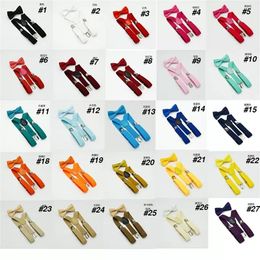 34 Color Kids Suspenders Bow With Tie Set Party Favor Boys Girls Braces Elastic Y-Suspenders with Bow Tie Fashion Belt or Children Baby