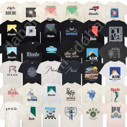 Men's Tshirts Spring Summer Rhude t Shirt Man Shirts Women Tees Skateboard Oversize Men Short Sleeve Tshirt Luxury Brand Mens Tshirts Asian Size Sxxl