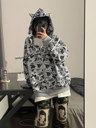 Women s Hoodies Sweatshirts Camouflage Graphic for Women Autumn Winter Korean Fashion Zip Up Hoodie Y2K Streetwear Loose Sweatshirt with Zipper 231127