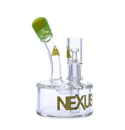 Mini Glass Vapour Dab Rig Hookahs NEXUS Portable Water Pipes Hockey Puck Base Shape 5 Inches and 14mm Joint9654100