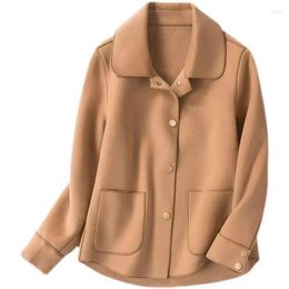 Women's Jackets 2023 Women Handmade Hepburn Corrugated Water Ripples Coat Double-sided Cashmere Wool Short Woollen Jacket