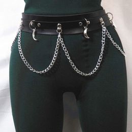 Belts Punk Waist Belly Chain Belt For Women Alloy And PU Leather Night Club Dress Skirt Decor Supplies Drop