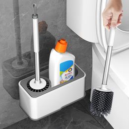Brushes Wall Silicone Toilet Brush with Holder Organisation Storage White Wc Accessories Modern Bathroom Accessories Cleaning Gadgets