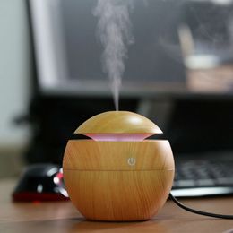Humidifiers 130ML Mini Humidifier Electric Ultrasonic Aroma Diffuser Wood Air Humidifier Essential Oil Aromatherapy Cool Mist Maker For Home 230427