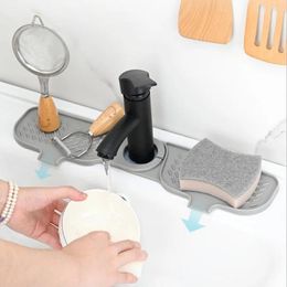 Kitchen Faucets Rotatable Faucet Splash Guard Soft 16.5" X 3.94" Behind Drip Water Catcher Silicone Sink Mat