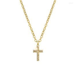 Chains High Quality Cross Zircon Small Necklace 18K Gold Plated Titanium Steel Clavicle Chain For Women