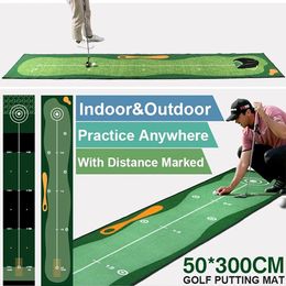 Other Golf Products 50x300cm Golf Putting Green Mat Indoor Equipment for Home Office Indoor Mini Golf Putting Training Mat 231124