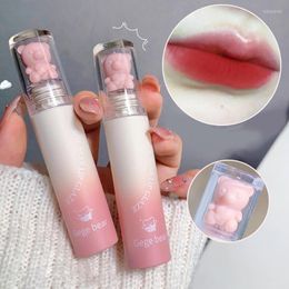 Lip Gloss Pink Bear Matte Glaze Long-lasting Velvet Silky Peach Chestnut Sexy Lipsticks Korean Natural Makeup For Women Girl