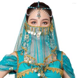 Stage Wear Women Belly Dance Tribal Face Veil Halloween Costume Accessory Beaded Mask Veils